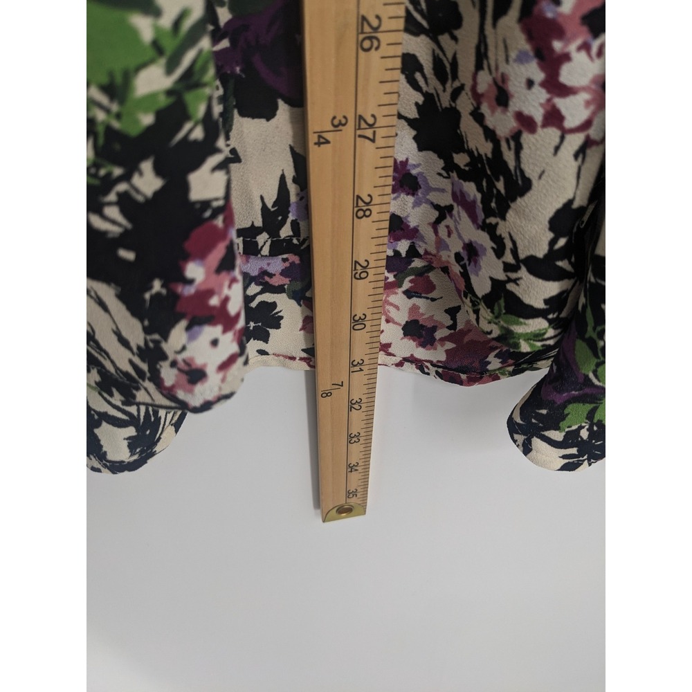 J Jill Blouse Womens 3X Purple Ivory Floral Long Sleeve Tunic Top Button Up - Picture 8 of 8